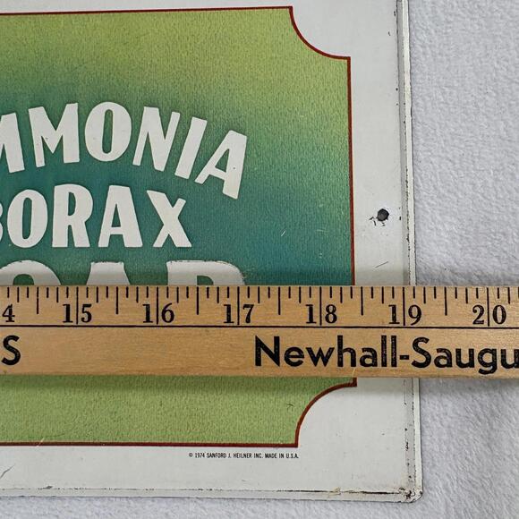 Vintage Clover Leaf Ammonia Borax Soap Metal Advertising Sign 1974 Heilner USA - Picture 5 of 7